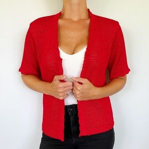 Vintage Sag Harbor petite red knit cardigan size medium